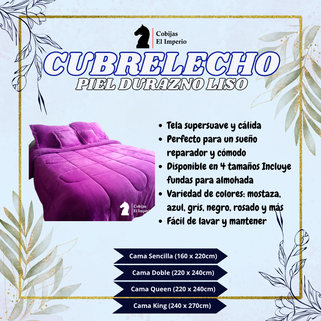 Cubrelecho Piel de Durazno Liso - Imagen 2